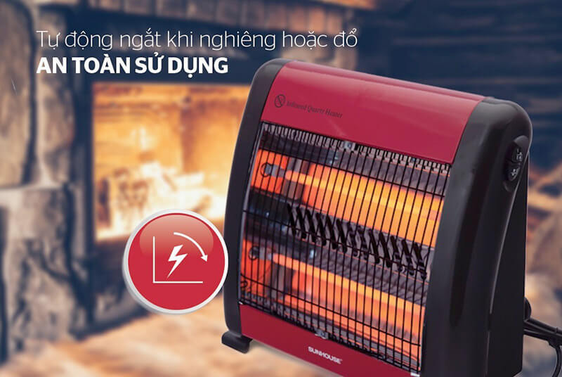 Sưởi điện 2 bóng Sunhouse SHD7013 an toàn sử dụng
