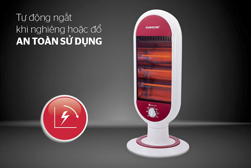 Đèn sưởi Sunhouse SHD7022 tự ngắt khi nghiêng/đổ
