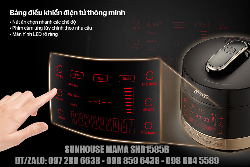 Nồi áp suất điện Sunhouse mama SHD1585b điều khiển điện tử
