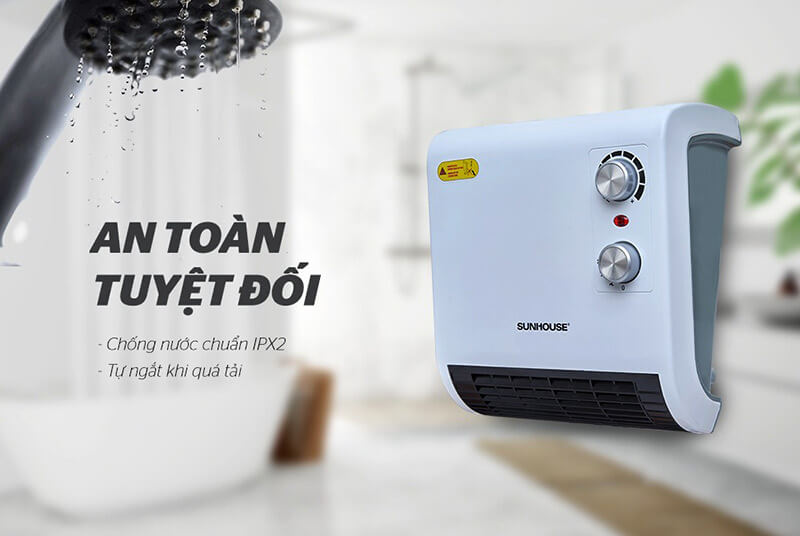 Quạt sưởi nhà tắm Sunhouse SHD3816W an toàn tuyệt đối