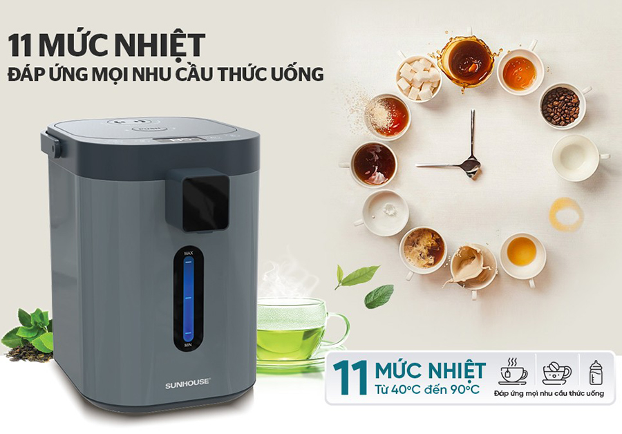 Bình có thể giữ ấm nước ở 11 mức nhiệt độ khác nhau