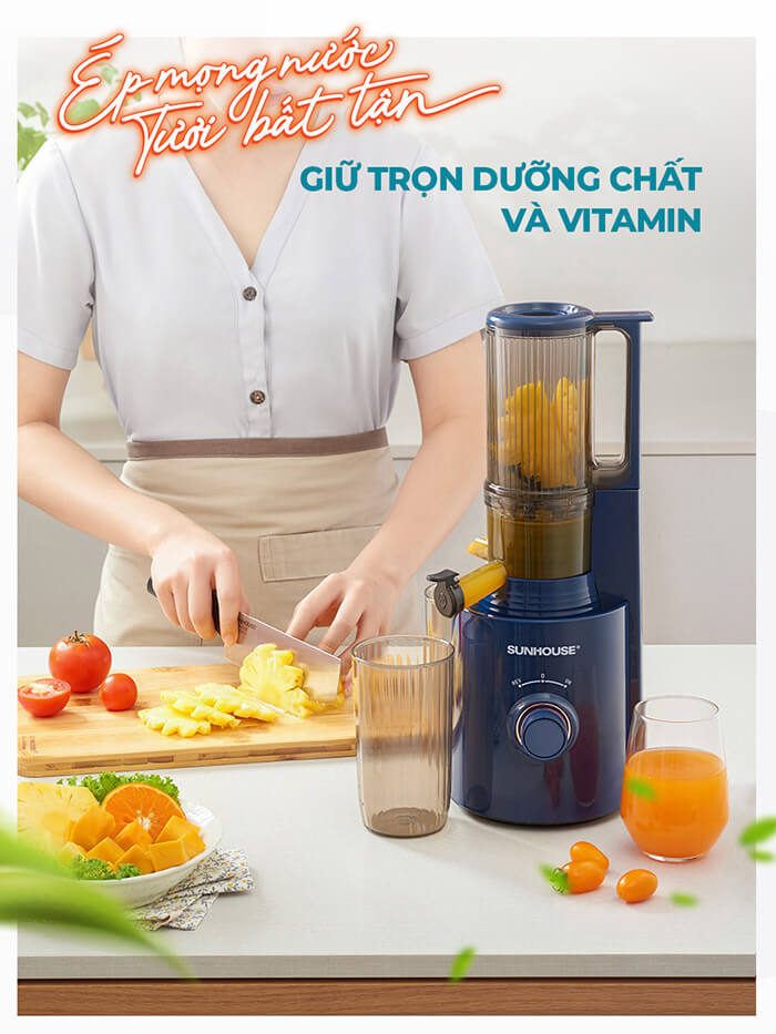 Máy ép chậm Sunhouse SHD5512 giữ trọn dưỡng chất và vitamin
