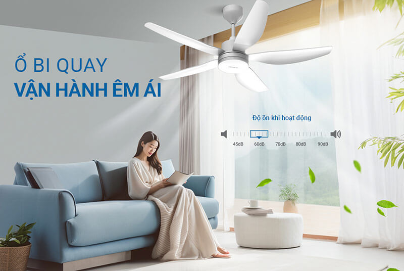 Quạt trần đèn trang trí Sunhouse Apex APF7686 thiết kế ổ bi quay êm ái