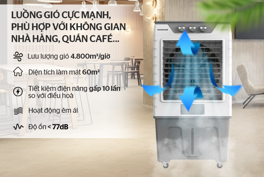 Luồng gió cực mạnh – Phù hợp với không gian rộng