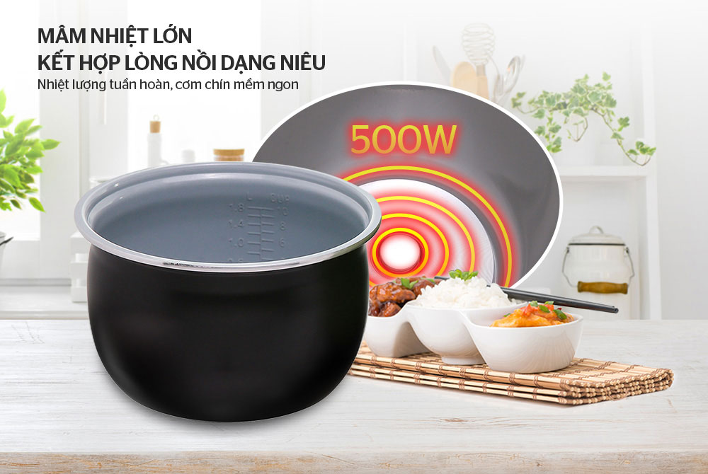 Mâm nhiệt lớn – Nấu nhanh, cơm chín đều