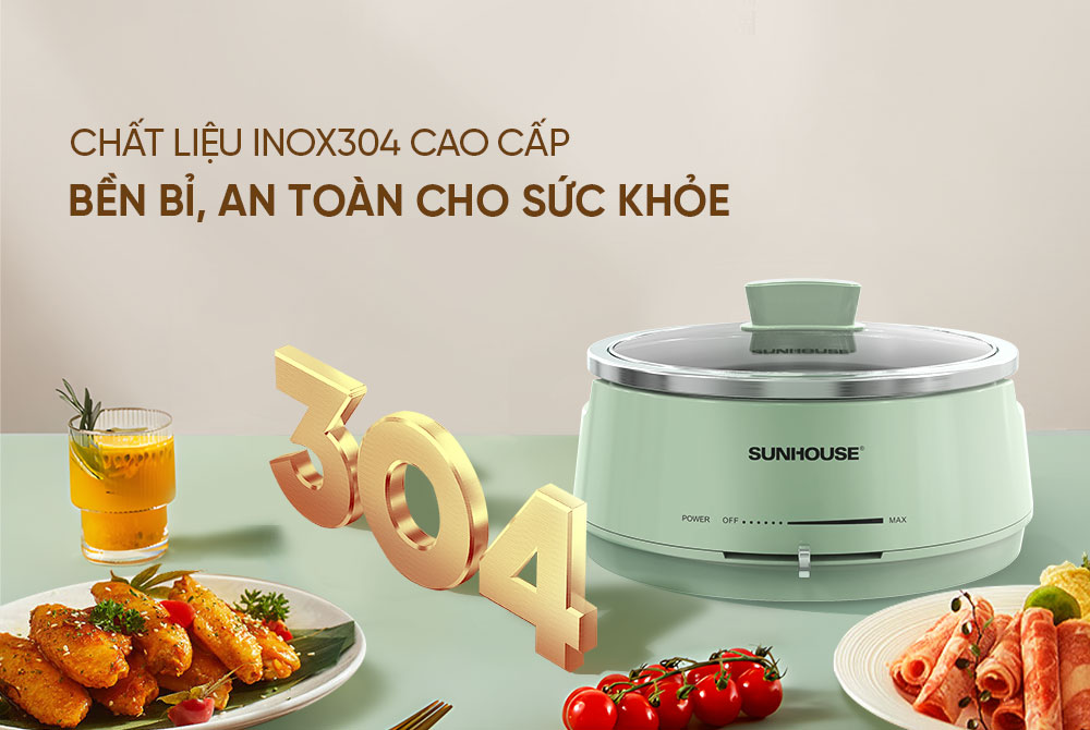 Chất liệu Inox 304 cao cấp – An toàn sức khỏe, bền theo năm tháng