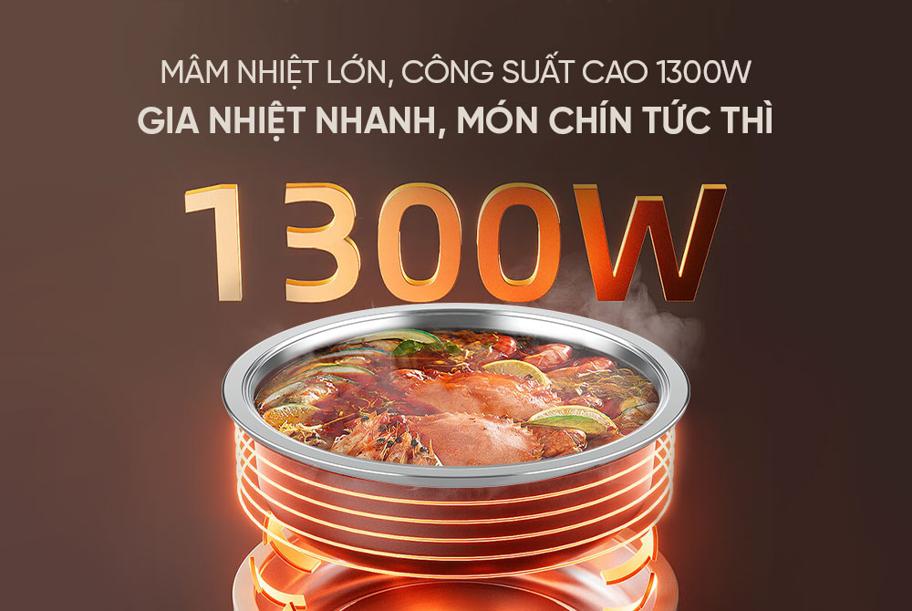 Mâm nhiệt lớn, công suất mạnh – Gia nhiệt siêu tốc