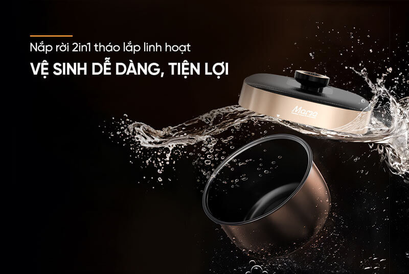 Nắp rời 2in1 vệ sinh linh hoạt, tiện lợi tối đa