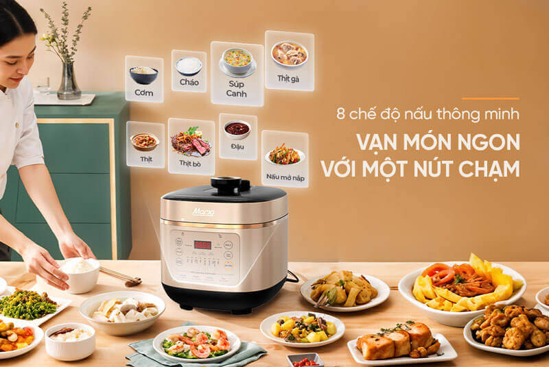 8 chế độ nấu thông minh: Đơn giản hóa mọi món ngon