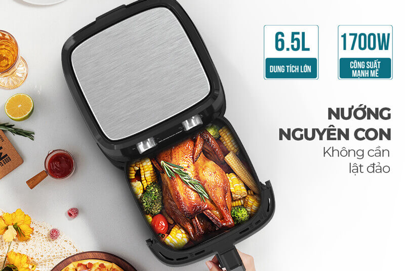 Dung tích lớn 6.5 lít thoải mái chế biến món ngon