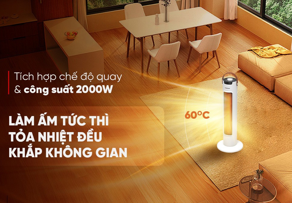 Máy Sưởi Gốm Ceramic Sunhouse SHD7060W 2000W