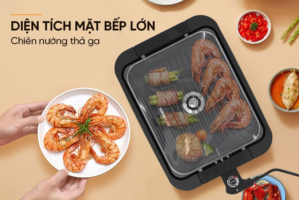 Mặt Nướng Rộng, Phủ Chống Dính PTFE An Toàn