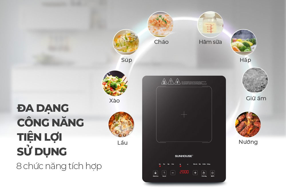8 chế độ nấu cài đặt sẵn, phù hợp cho mọi nhu cầu nấu nướng