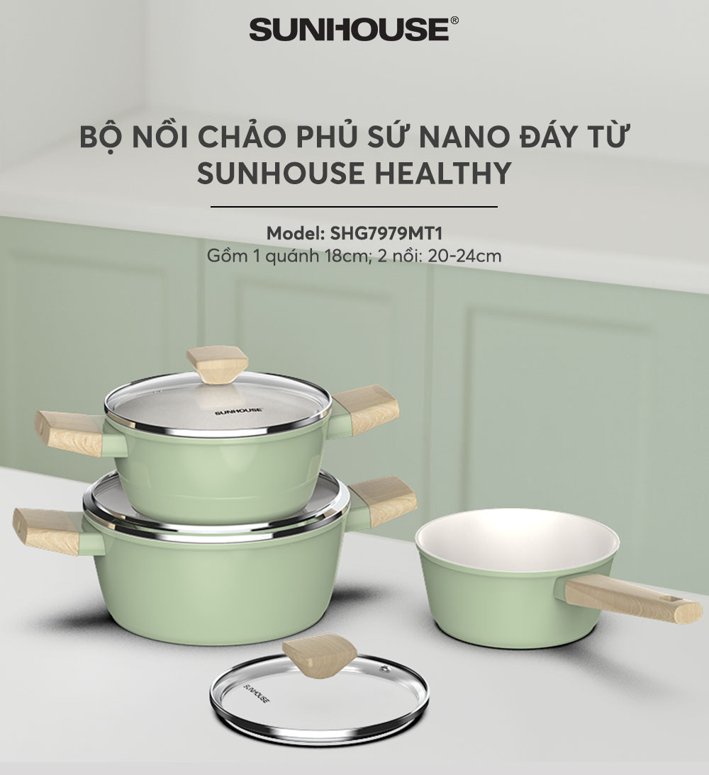 Bộ nồi phủ sứ Sunhouse SHG7979MT1