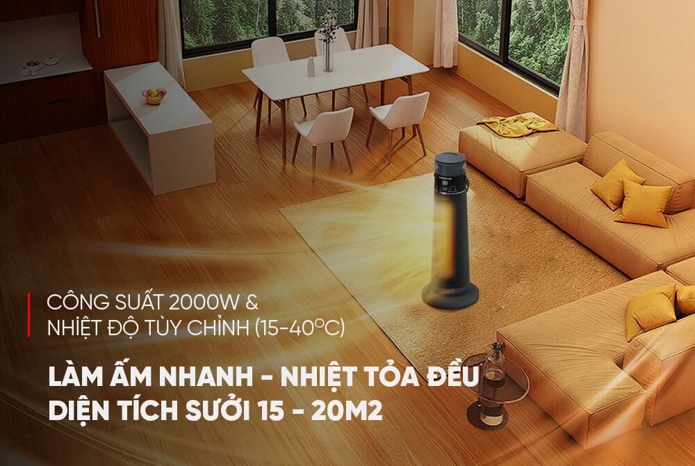 Máy Sưởi Gốm Sunhouse SHD7061 công suất 2000W ấm nhanh, nhiệt đều cho 15-20m