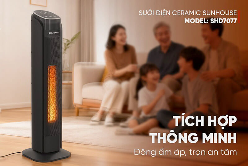 Máy sưởi gốm Sunhouse SHD7077 tích hợp thông minh