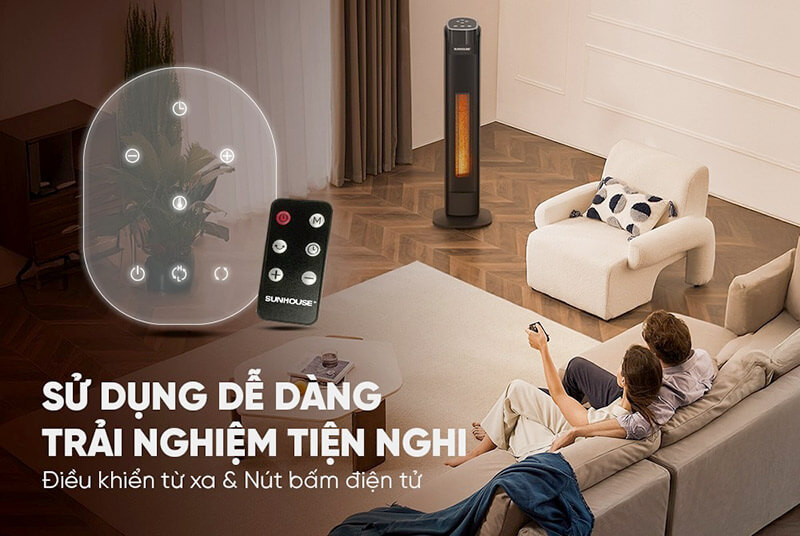 Máy sưởi gốm Sunhouse SHD7077 sử dụng dễ dàng, tiết kiệm điện năng