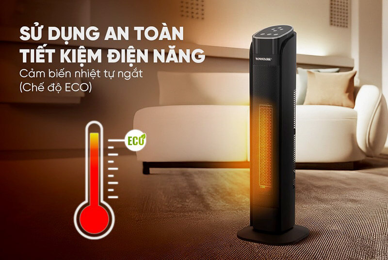 Máy sưởi gốm Sunhouse SHD7077 sử dụng an toàn tiết kiệm điện năng