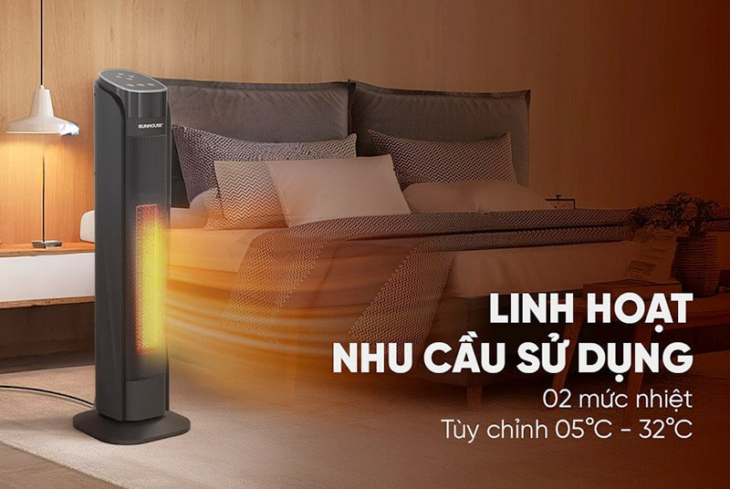 Quạt sưởi gốm Sunhouse SHD7077 linh hoạt mức nhiệt