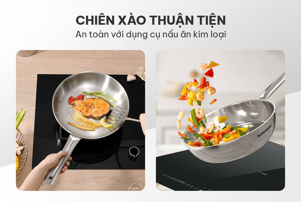 Chiên xào thuận tiện, an toàn với mọi dụng cụ nấu ăn