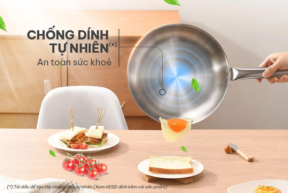 Dễ dàng tạo lớp chống dính tự nhiên – Chiên xào mượt mà không dầu thừa