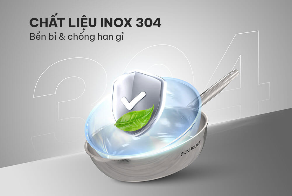 Chất liệu inox cao cấp, không han gỉ suốt đời sản phẩm