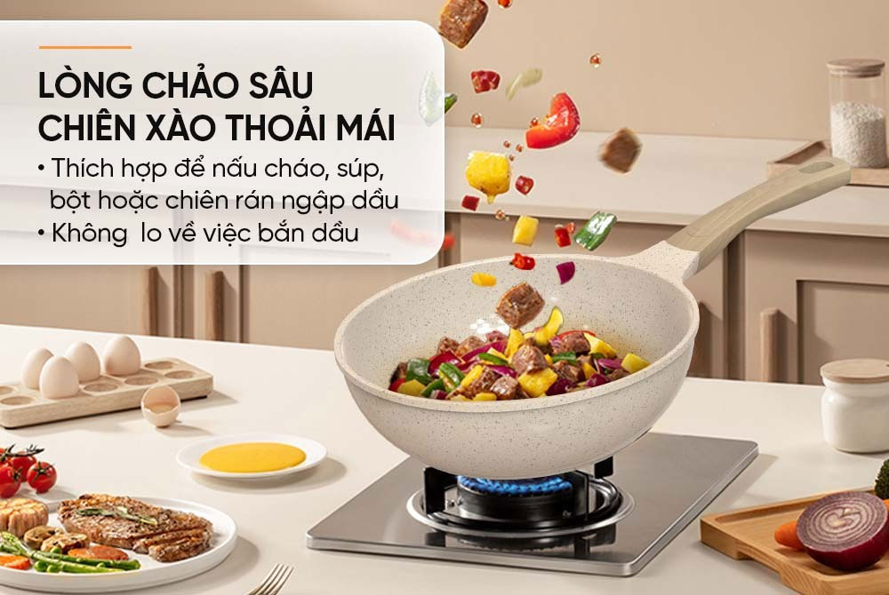 Lòng chảo sâu, chiên xào thoải mái