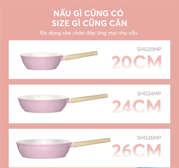 Đa dạng kích thước, đáp ứng mọi nhu cầu nấu nướng