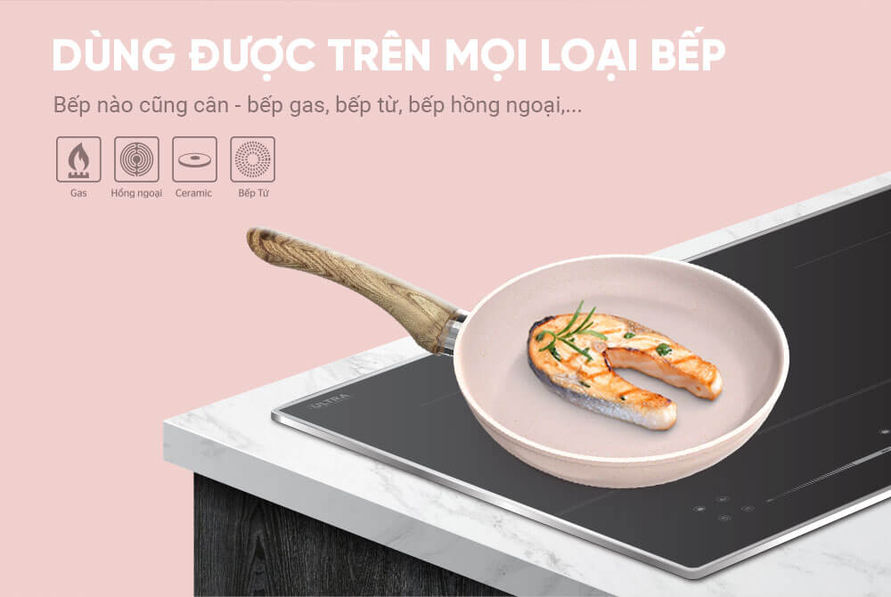 Đáy từ tương thích mọi loại bếp phổ biến