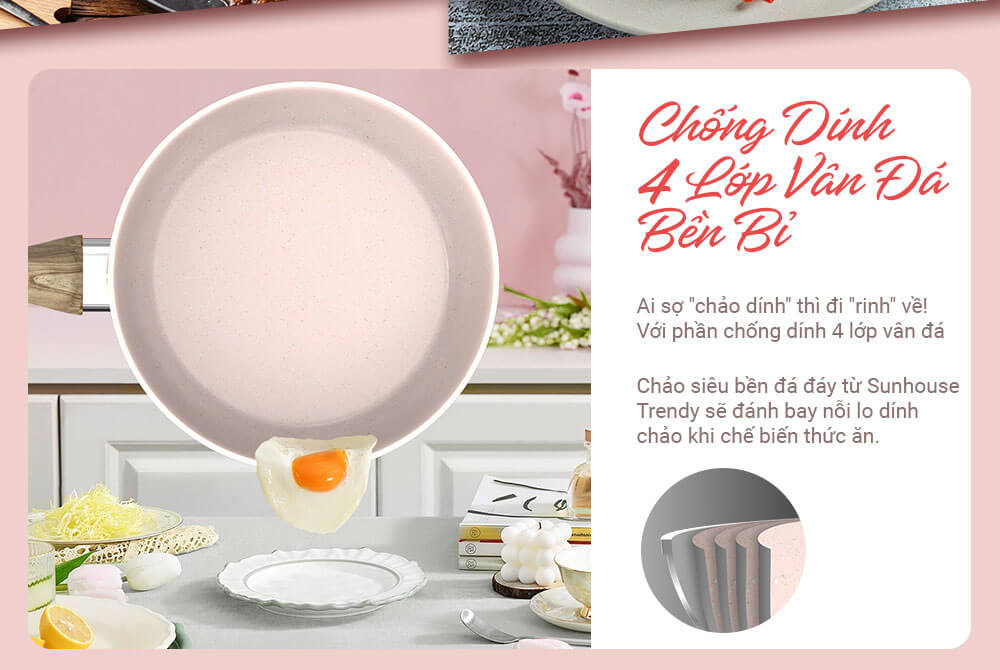 Chống dính vân đá 4 lớp bền bỉ vượt thời gian