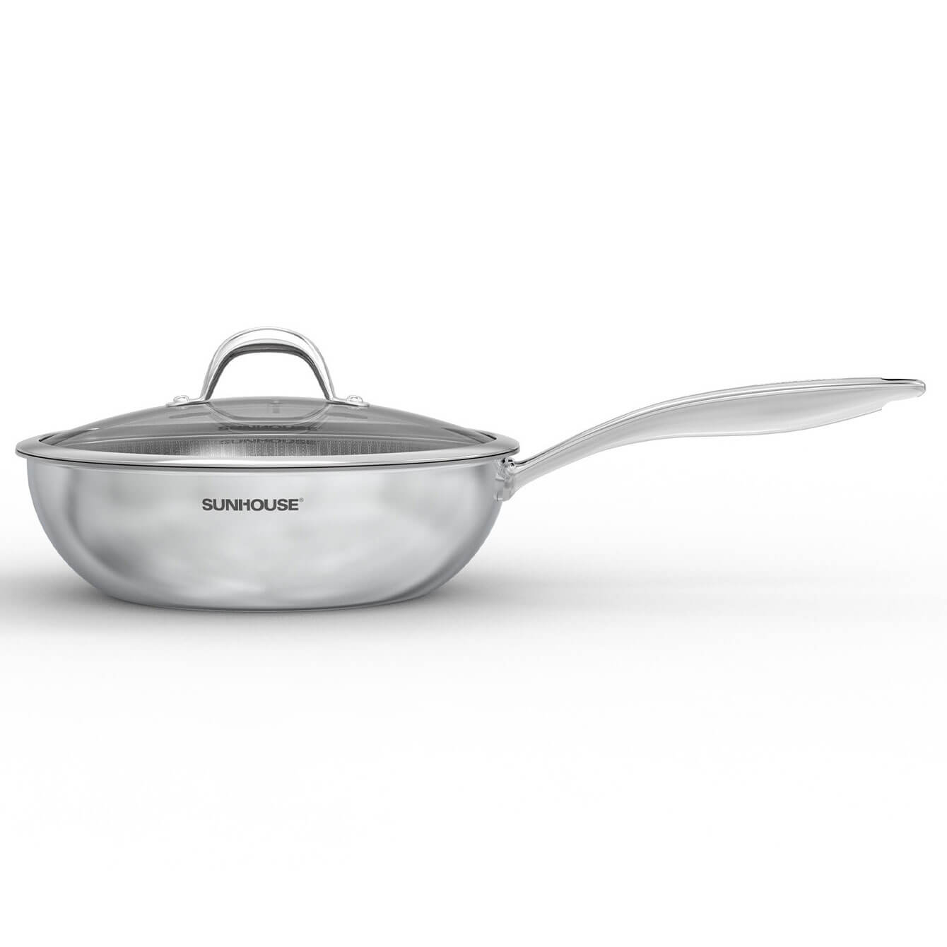 Chảo xào inox Hybrid Sunhouse IN28M8VK vung kính 28cm