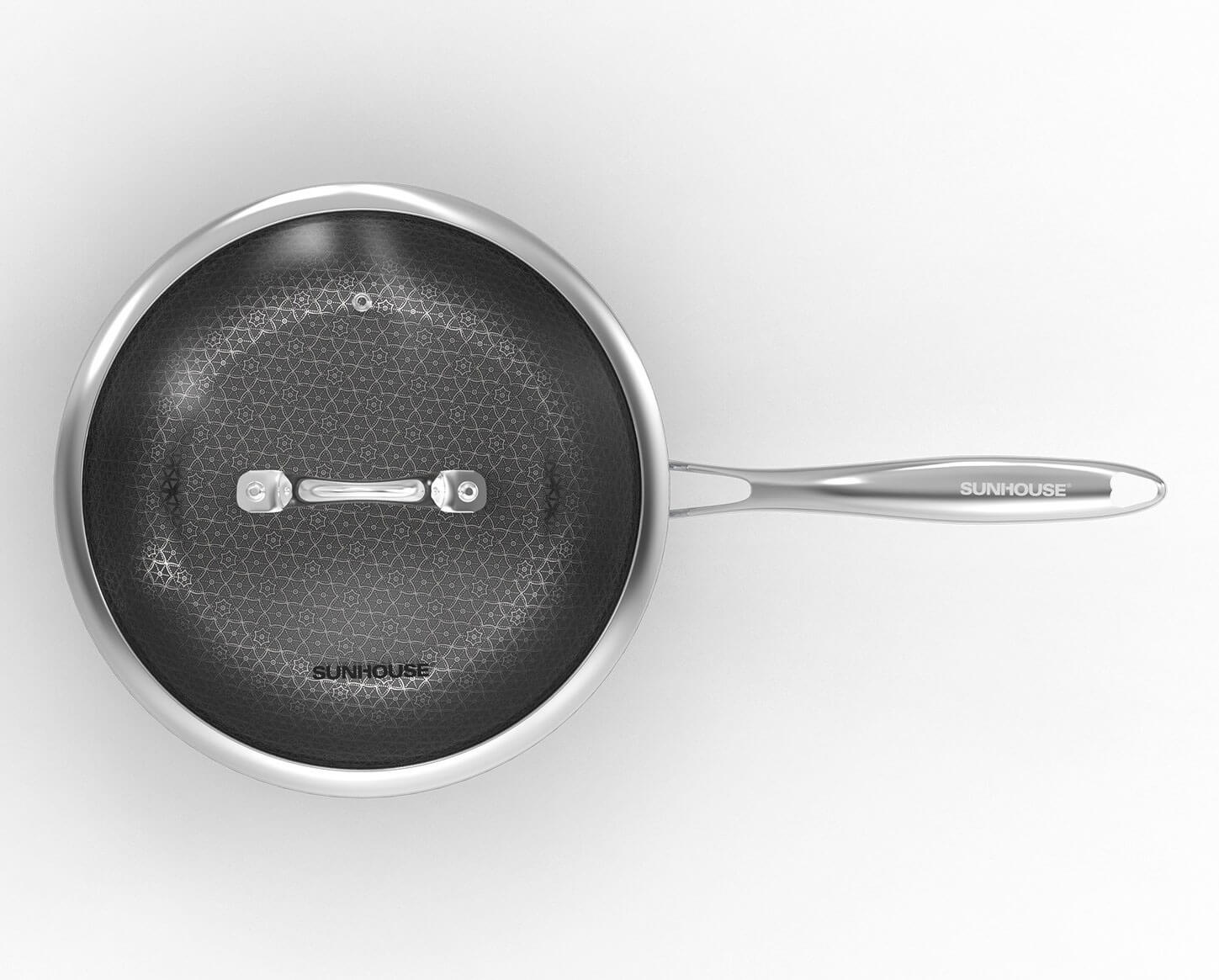 Chảo xào inox Hybrid Sunhouse IN26M8VK vung kính 26cm