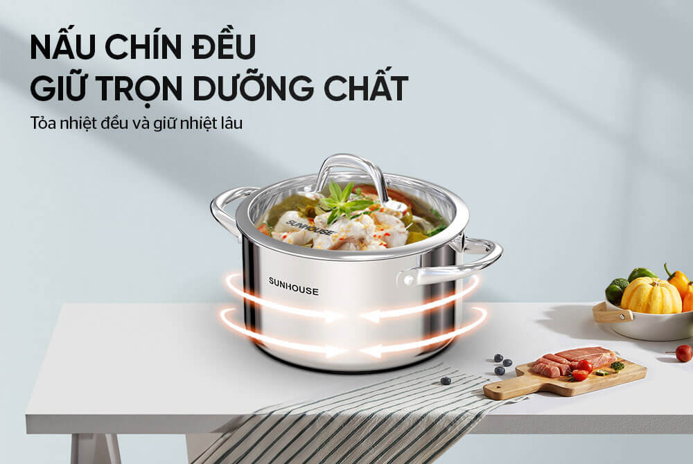Truyền nhiệt siêu tốc, tỏa đều 360° và giữ nhiệt lâu hơn 40% so với nồi thường