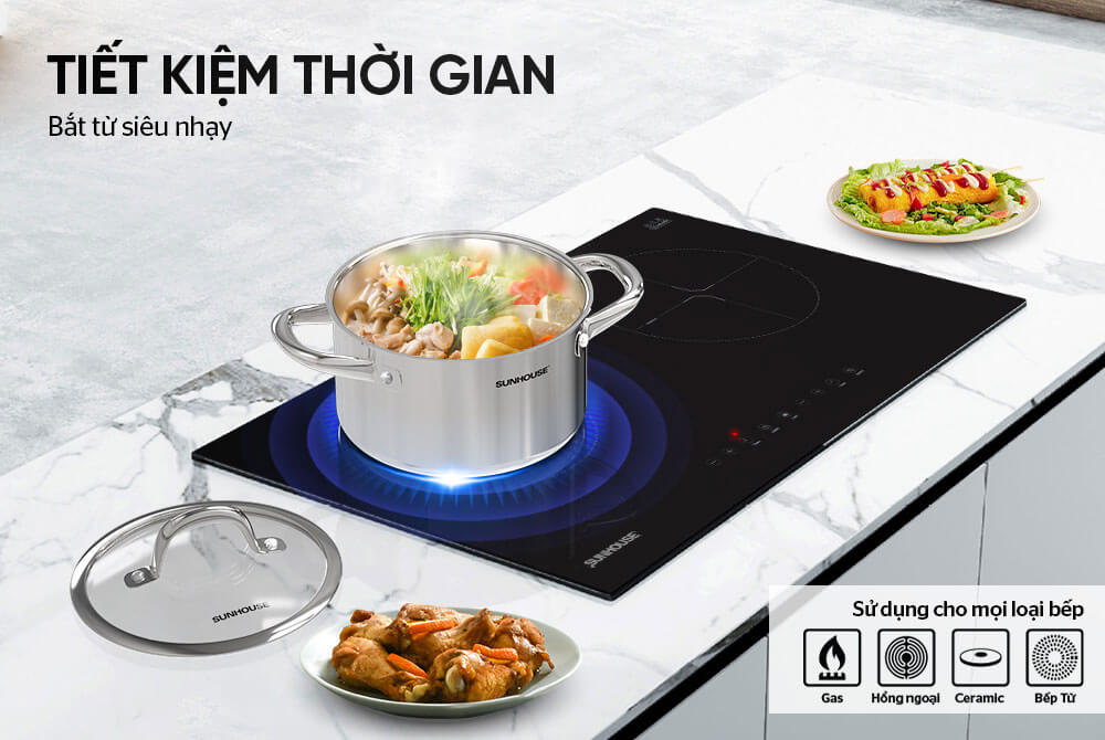 Đáy từ inox 430 siêu mạnh – tương thích 100% mọi loại bếp, kể cả bếp từ cao cấp nhập khẩu