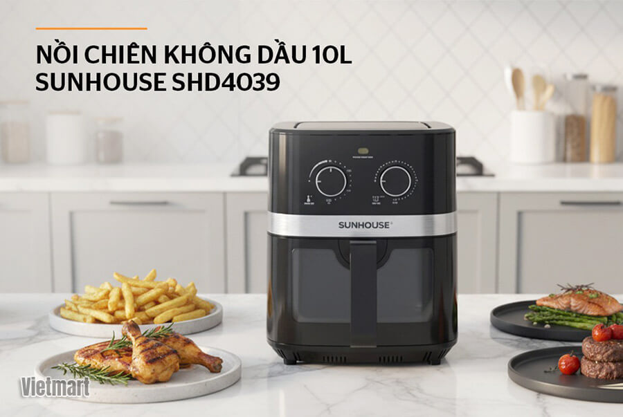 Nồi Chiên Không Dầu 10L Sunhouse SHD4039 gọn đẹp trong căn bếp