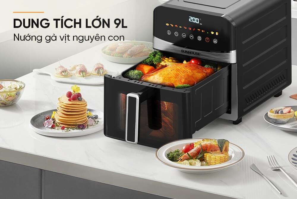 Nồi chiên không dầu Sunhouse SHD4090 dung tích 9L chiên nướng nguyên con