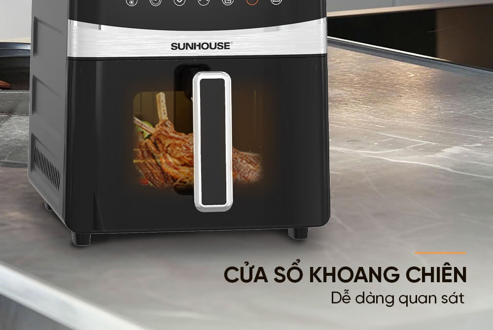 Nồi chiên không dầu Sunhouse SHD4090 có cửa sổ khoang trong suốt - dễ dàng quan sát