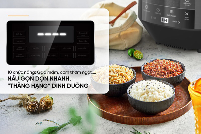 Nồi cơm Sunhouse Mama SHD8858 tích hợp 10 chức năng nấu