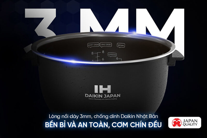 Lòng nồi cơm Sunhouse SHD8858 dày 3mm chống dính Daikin Nhật Bản