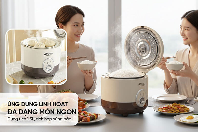 Dung tích 1.5L – đáp ứng đủ nhu cầu cho gia đình 3–5 người