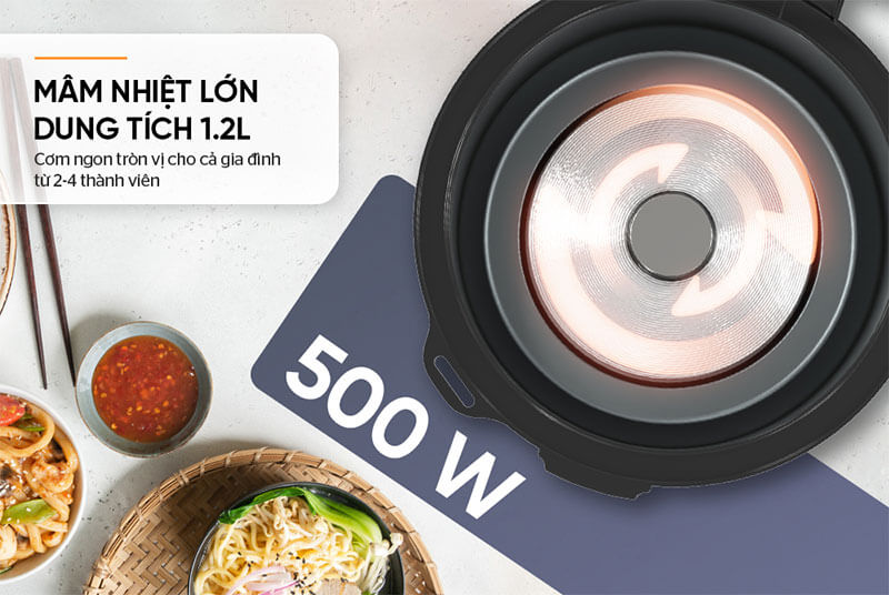 Mâm nhiệt lớn, tỏa nhiệt đều, cơm chín dẻo ngon