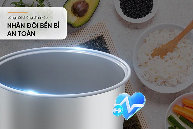 Lòng nồi chống dính kép cao cấp – bền bỉ và an toàn