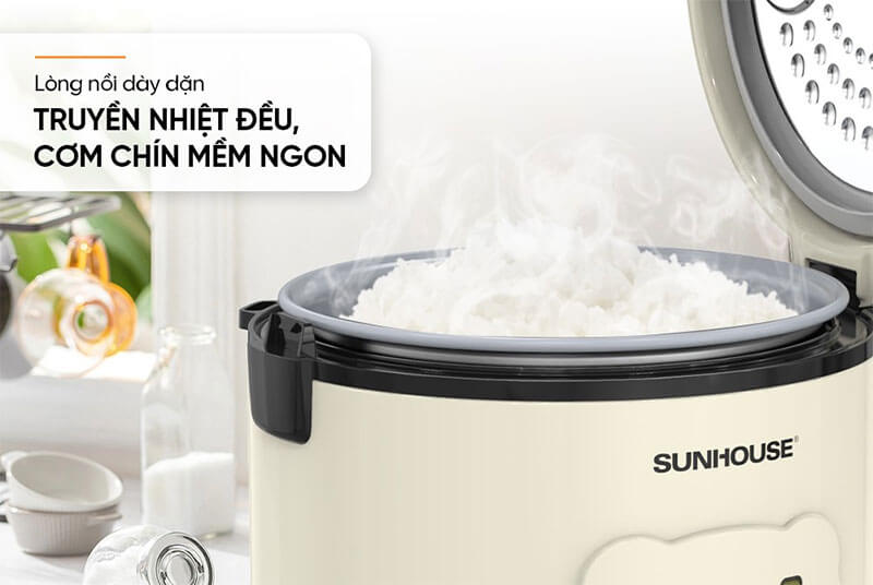 Chất liệu dày dặn, truyền nhiệt đều – cơm chín nhanh, mềm dẻo