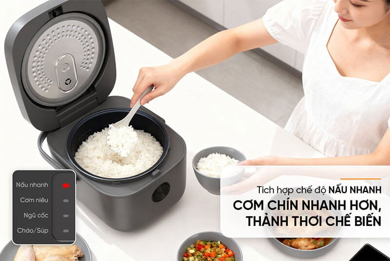 Chế độ nấu nhanh – cơm chín nhanh, tiết kiệm thời gian