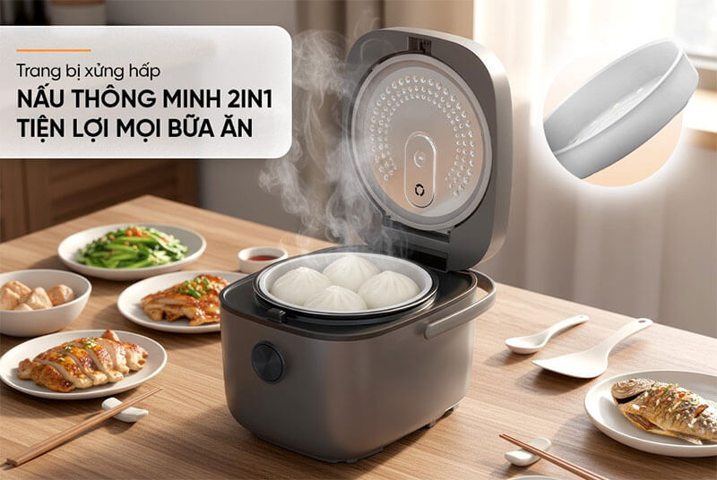 Xửng hấp tiện lợi – nấu thông minh 2in1
