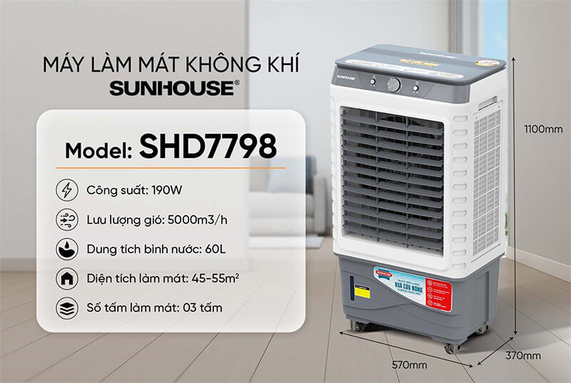 Máy làm mát không khí Sunhouse SHD7798 190W