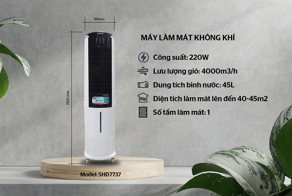 Thông số thiết kế của quạt hơi nước Sunhouse SHD7737