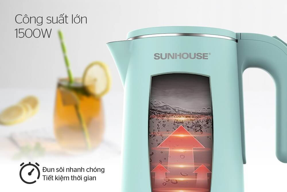 Sunhouse SHD1351 có công suất lớn 1500W đun sôi nhanh