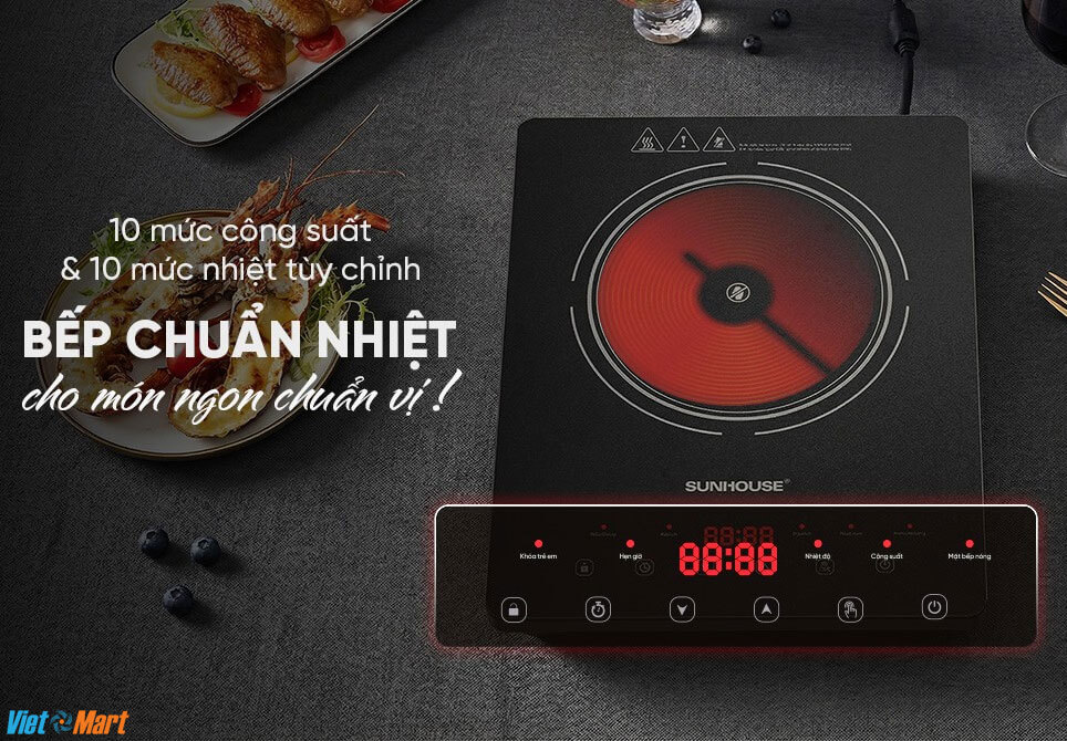 10 mức công suất & 10 mức nhiệt tùy chỉnh – Bếp chuẩn nhiệt cho món ngon chuẩn vị