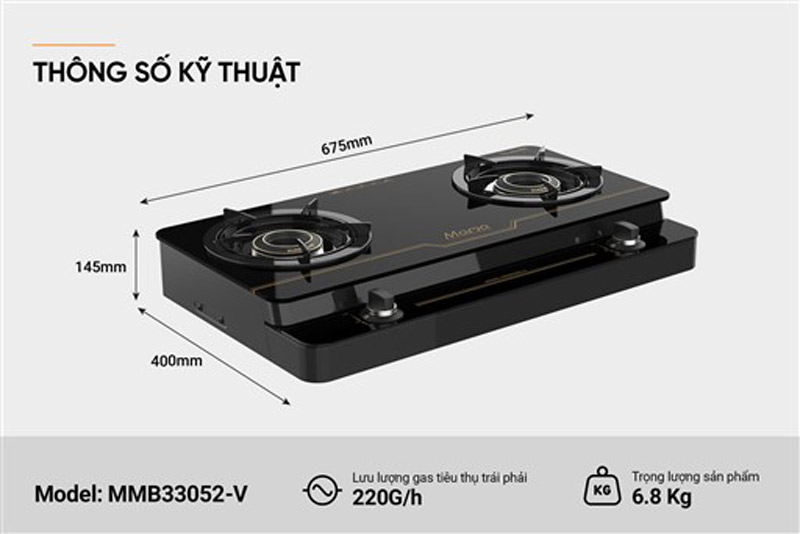 Bếp gas dương kính sunhouse mmb33052-v 5 Bếp gas dương kính SUNHOUSE MMB33052-V